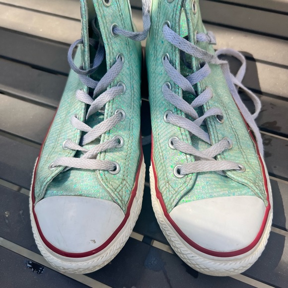 Aqua Sparkly High Top Converse - Picture 2 of 5